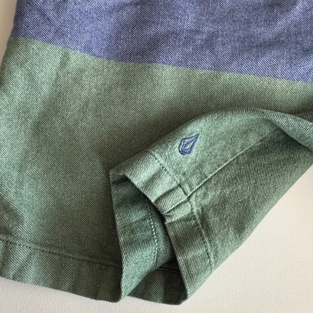Volcom‎ Mens Chino Shorts Size 38 Green Blue Colorblock Striped Twill Skate Surf